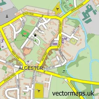 Street map sample of Alcester, Warwickshire