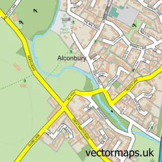 Street map sample of Alconbury, Cambridgeshire