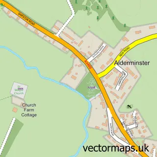 Street map sample of Alderminster, Warwickshire
