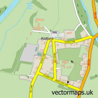 Street map sample of Aldford, Cheshire