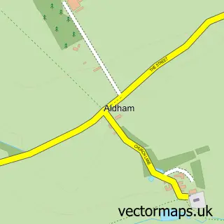Street map sample of Aldham, Suffolk