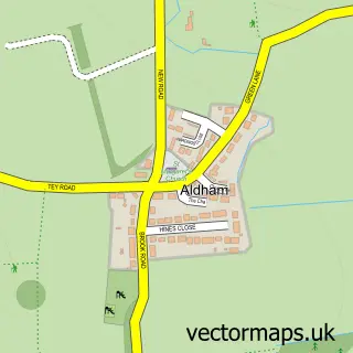 Street map sample of Aldham, Essex
