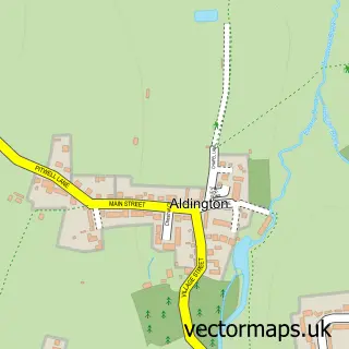 Street map sample of Aldington, Worcestershire