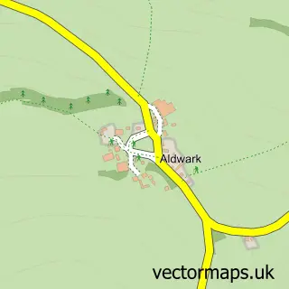 Street map sample of Aldwark, Derbyshire