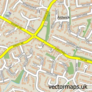 Street map sample of Aldwick, West Sussex