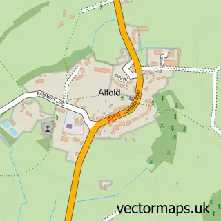 Street map sample of Alfold, Surrey