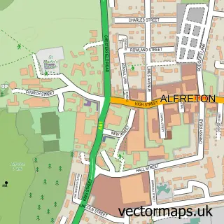 Street map sample of Alfreton, Derbyshire