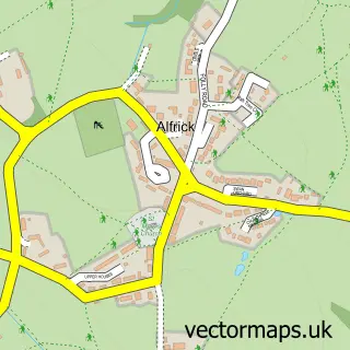 Street map sample of Alfrick, Worcestershire