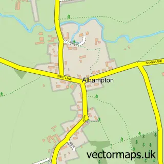 Street map sample of Alhampton, Somerset