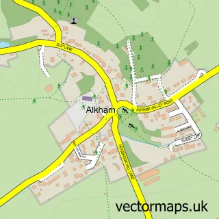 Street map sample of Alkham, Kent