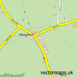 Street map sample of Alkmonton, Derbyshire
