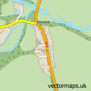 Street map sample of Allanton, Berwickshire