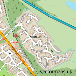 Street map sample of Allanton, Lanarkshire