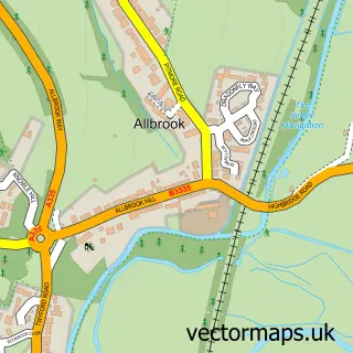 Street map sample of Allbrook, Hampshire