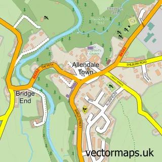 Street map sample of Allendale, Northumberland