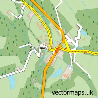 Street map sample of Allenheads, Northumberland
