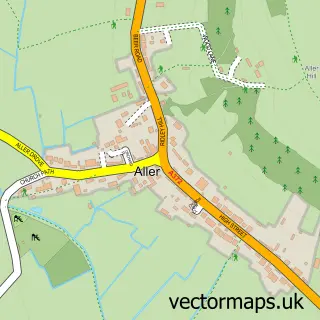 Street map sample of Aller, Somerset