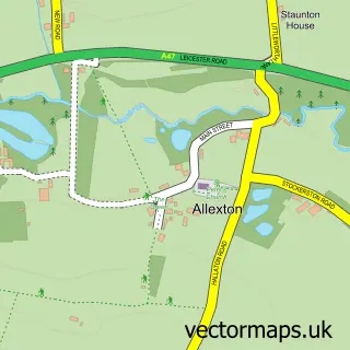 Street map sample of Allexton, Leicestershire