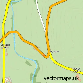 Street map sample of Allgreave, Cheshire