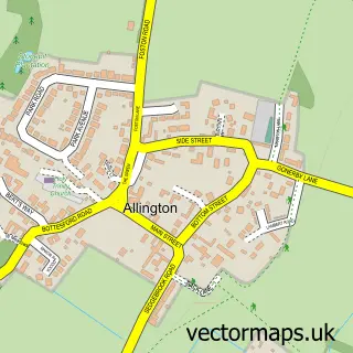 Street map sample of Allington, Lincolnshire