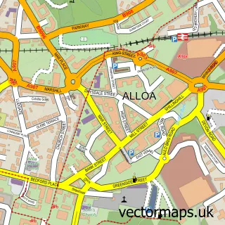 Street map sample of Alloa, Clackmannan