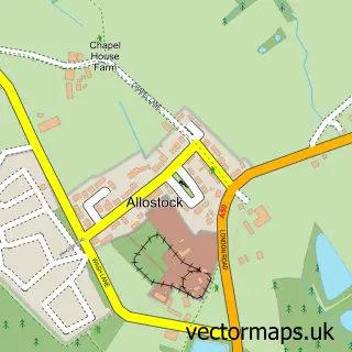 Street map sample of Allostock, Cheshire