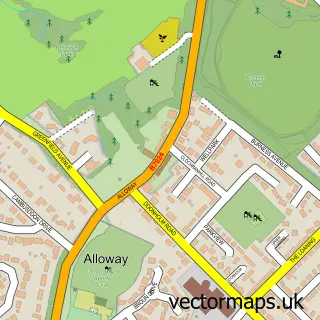 Street map sample of Alloway, Ayrshire and Arran