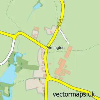 Street map sample of Almington, Staffordshire