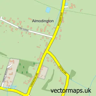 Street map sample of Almodington, West Sussex