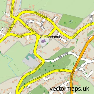 Street map sample of Almondsbury, Gloucestershire