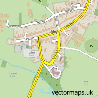 Street map sample of Alne, North Yorkshire