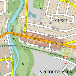 Street map sample of Alness, Ross and Cromarty