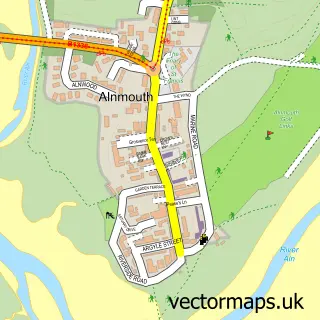 Street map sample of Alnmouth, Northumberland