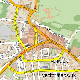 Street map sample of Alnwick, Northumberland