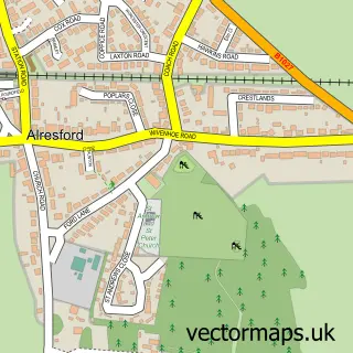 Street map sample of Alresford, Essex