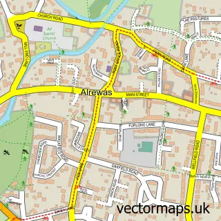 Street map sample of Alrewas, Staffordshire