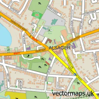 Street map sample of Alsager, Cheshire