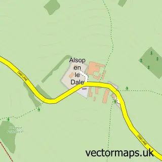 Street map sample of Alsop en le Dale, Derbyshire