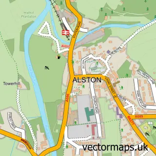 Street map sample of Alston, Cumbria