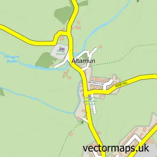 Street map sample of Altarnun, Cornwall