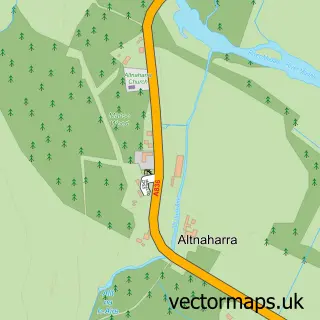 Street map sample of Altnaharra, Sutherland
