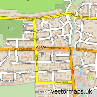 Street map sample of Alva, Clackmannan