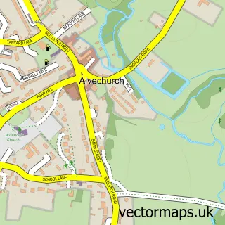 Street map sample of Alvechurch, Worcestershire