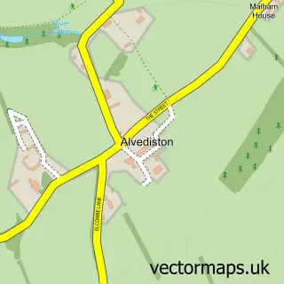 Street map sample of Alvediston, Wiltshire