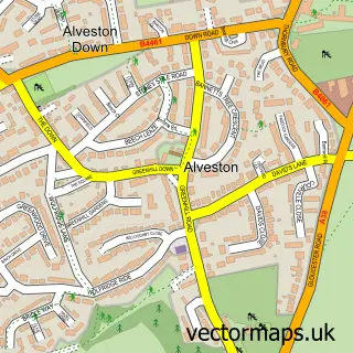 Street map sample of Alveston, Gloucestershire