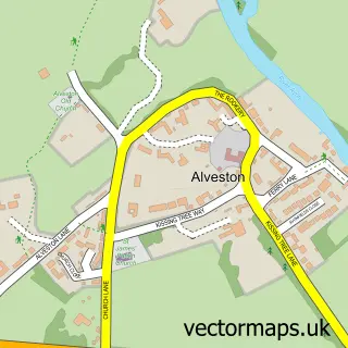 Street map sample of Alveston, Warwickshire