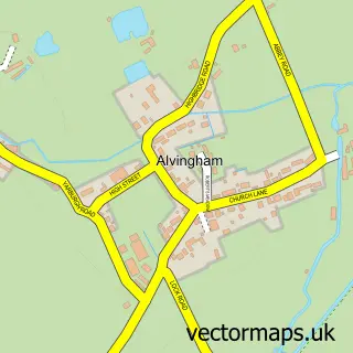 Street map sample of Alvingham, Lincolnshire