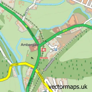 Street map sample of Ambergate, Derbyshire