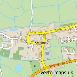 Street map sample of Amberley, West Sussex