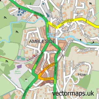 Street map sample of Ambleside, Cumbria
